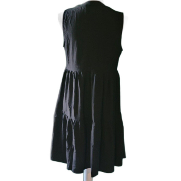 Bwogeeya Casual Black V-Neck Ruffle Hem Sleeveless Mini Dress Sz M - Picture 5 of 8